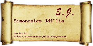Simoncsics Júlia névjegykártya